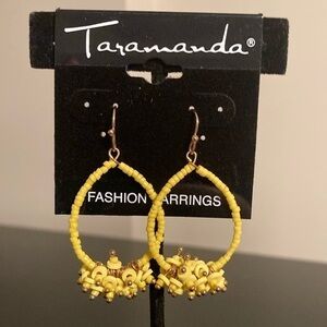 Taramanda Yellow Beaded Hoop Earrings